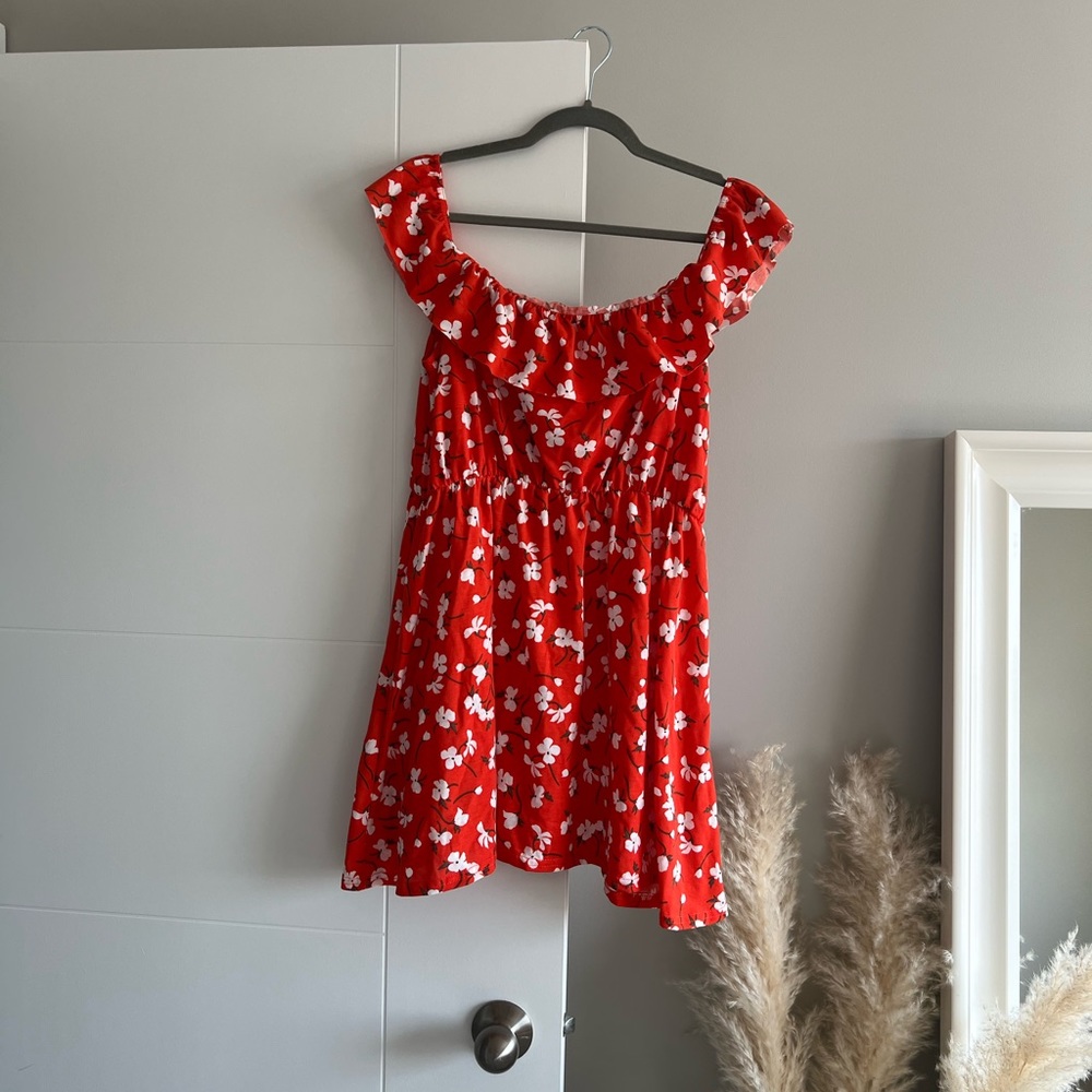 Boohoo Orange Floral Mini Dress - US 14